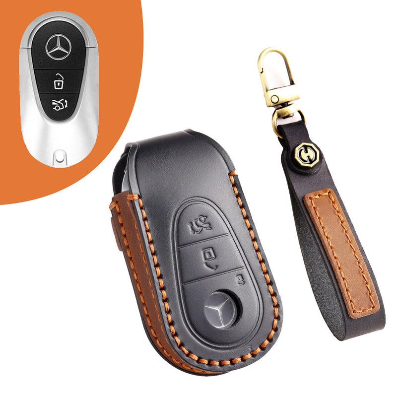 Chargez l&#39;image dans la visionneuse de la galerie, Mercedes Benz Handcrafted Genuine Leather Car Key Fob Protective Case Cover For Benz S-Class - Polar Tech Australia
