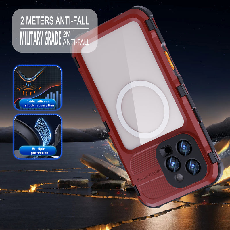 Chargez l&#39;image dans la visionneuse de la galerie, [M Series][Magsafe Compatible] Apple iPhone 14 / 14 Plus / 14 Pro / 14 Pro Max - Redpepper Metal Heavy Duty Waterproof Magnetic Silicone Phone Case With Lanyard - Polar Tech Australia
