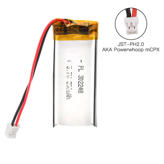 [PH2.0-JST Connector][302248] Universal 230mAh 3.7V Rechargeable Li-Ion Lithium Polymer Battery - Polar Tech Australia