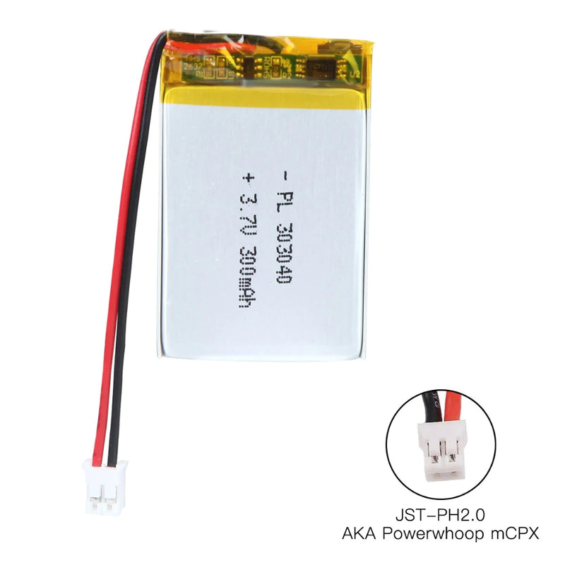 Cargue la imagen en el visor de la galería, [PH2.0-JST Connector][303040] Universal 300mAh 3.7V Rechargeable Li-Ion Lithium Polymer Battery - Polar Tech Australia
