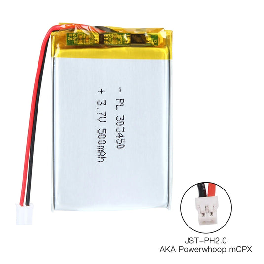 [PH2.0-JST Connector][303450] Universal 500mAh 3.7V Rechargeable Li-Ion Lithium Polymer Battery - Polar Tech Australia