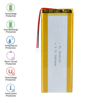 [PH2.0-JST Connector][3048128] Universal 3400mAh 3.7V Rechargeable Li-Ion Lithium Polymer Battery - Polar Tech Australia