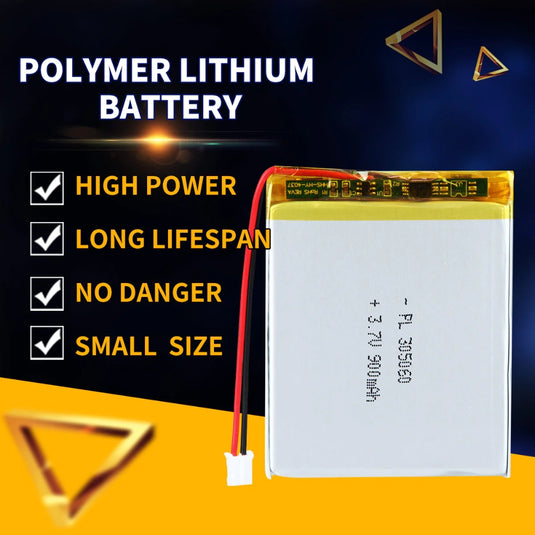 [PH2.0-JST Connector][305060] Universal 900mAh 3.7V Rechargeable Li-Ion Lithium Polymer Battery - Polar Tech Australia