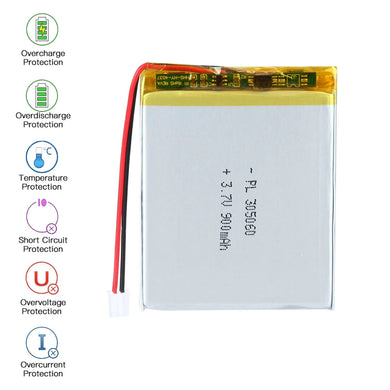 [PH2.0-JST Connector][305060] Universal 900mAh 3.7V Rechargeable Li-Ion Lithium Polymer Battery - Polar Tech Australia