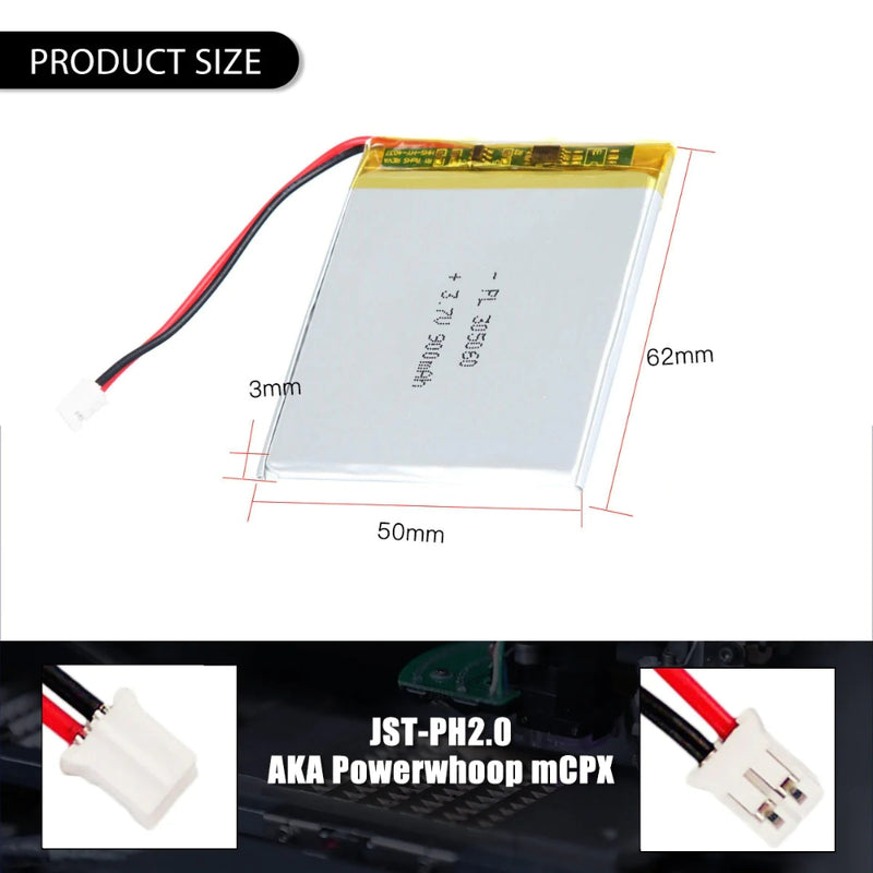 Load image into Gallery viewer, [PH2.0-JST Connector][305060] Universal 900mAh 3.7V Rechargeable Li-Ion Lithium Polymer Battery - Polar Tech Australia
