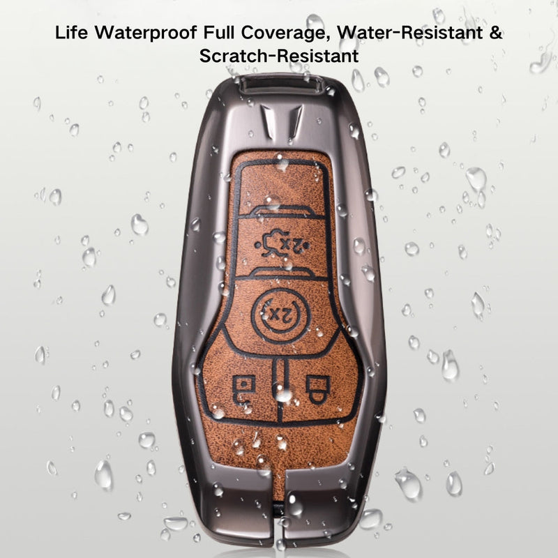 Load image into Gallery viewer, Ford Zinc Alloy Leather Folding Car Key Fob Case Cover For Ranger, Mustang, Everest, Escape, Puma, Transit, Focus, Fiesta, Ranger Raptor, Mondeo
