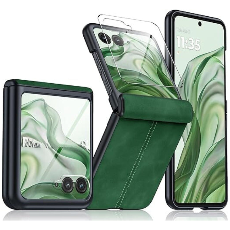 Load image into Gallery viewer, Motorola Moto Razr 50 Ultra/Razr Plus 2024 - Hinge Protection &amp; Thin PU Leather Matte PC Shockproof Case - Polar Tech Australia
