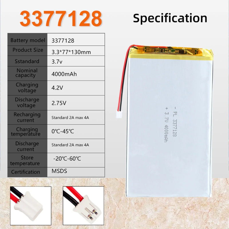 Load image into Gallery viewer, [PH2.0-JST Connector][3377128] Universal 4000mAh 3.7V Rechargeable Li-Ion Lithium Polymer Battery - Polar Tech Australia
