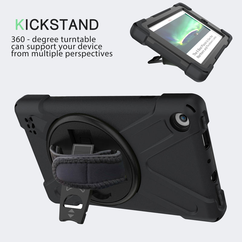 Chargez l&#39;image dans la visionneuse de la galerie, Amazon Kindle Fire 7 2017/2019 Heavy Duty 360 Degree Rotate Stand Hand Strap Case - Polar Tech Australia
