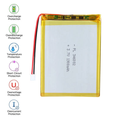 [PH2.0-JST Connector][346082] Universal 1900mAh 3.7V Rechargeable Li-Ion Lithium Polymer Battery - Polar Tech Australia