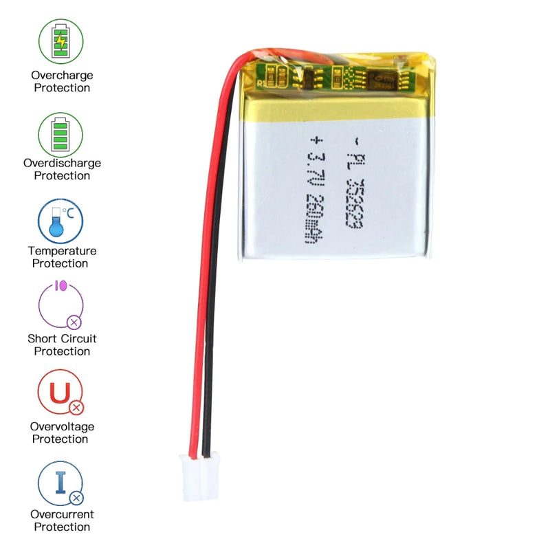 Load image into Gallery viewer, [PH2.0-JST Connector][352629] Universal 260mAh3.7V Rechargeable Li-Ion Lithium Polymer Battery - Polar Tech Australia
