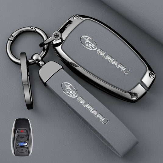 Subaru Full Metal  Coverage + PU Leather Car Key Fob Case Cover For Outback, Forester, Impreza, WRX, XV, Crosstrek, Legacy - Polar Tech Australia
