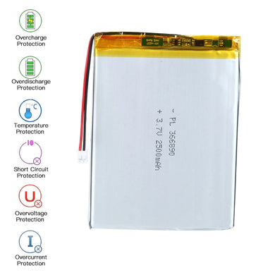 [PH2.0-JST Connector][357090] Universal 2800mAh 3.7V Rechargeable Li-Ion Lithium Polymer Battery - Polar Tech Australia