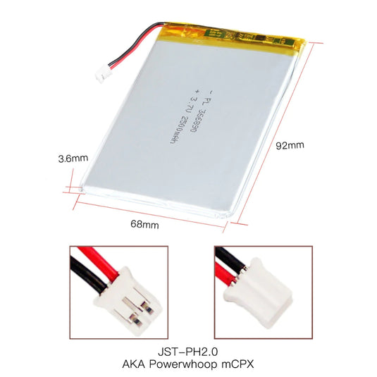 [PH2.0-JST Connector][357090] Universal 2800mAh 3.7V Rechargeable Li-Ion Lithium Polymer Battery - Polar Tech Australia