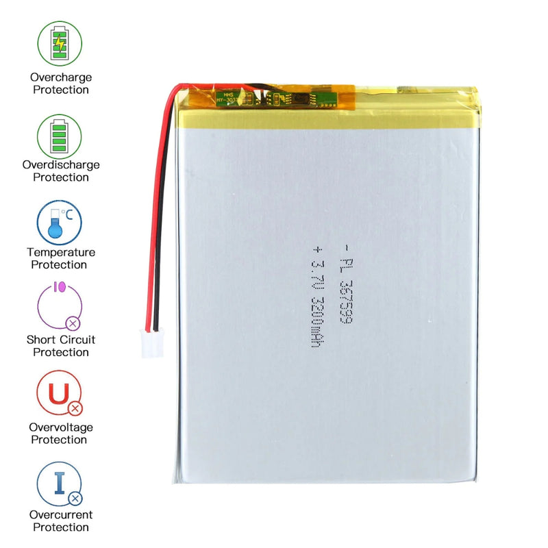 Load image into Gallery viewer, [PH2.0-JST Connector][367599] Universal 3200mAh 3.7V Rechargeable Li-Ion Lithium Polymer Battery - Polar Tech Australia
