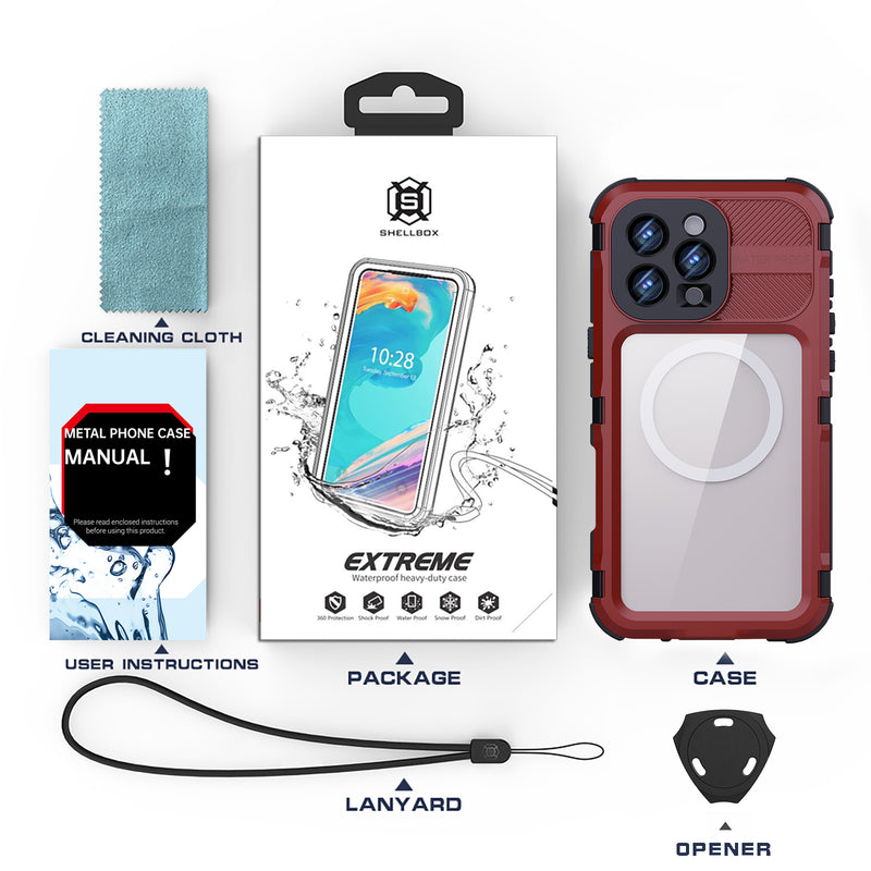 Chargez l&#39;image dans la visionneuse de la galerie, [M Series][Magsafe Compatible] Apple iPhone 14 / 14 Plus / 14 Pro / 14 Pro Max - Redpepper Metal Heavy Duty Waterproof Magnetic Silicone Phone Case With Lanyard - Polar Tech Australia
