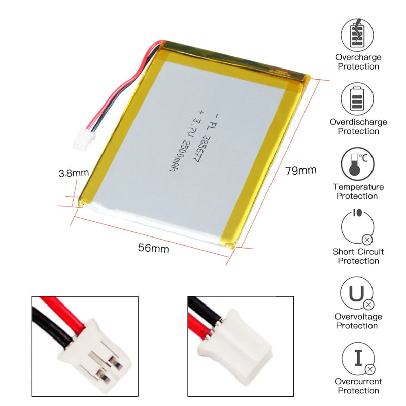 Load image into Gallery viewer, [PH2.0-JST Connector][385677] Universal 2100mAh 3.7V Rechargeable Li-Ion Lithium Polymer Battery - Polar Tech Australia
