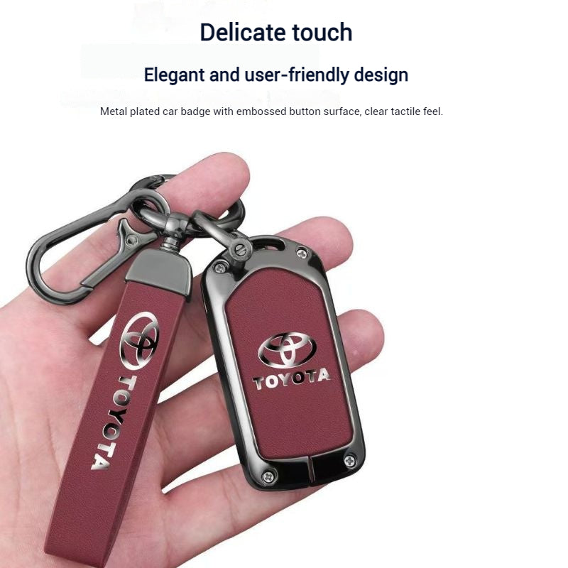 Cargue la imagen en el visor de la galería, Toyota Full Metal  Coverage + PU Leather Car Key Fob Case Cover For Corolla, Camry, Prado, Avalon - i-Station Mobile Phone &amp; Electronic Device Repair and Accessories
