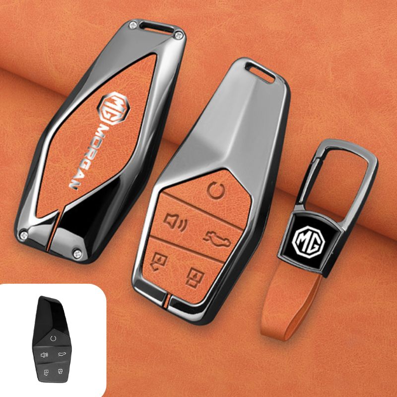 Cargue la imagen en el visor de la galería, MG Zinc Alloy + PU Leather Smart Remote Control Car Key Fob Case Cover For MG ONE
