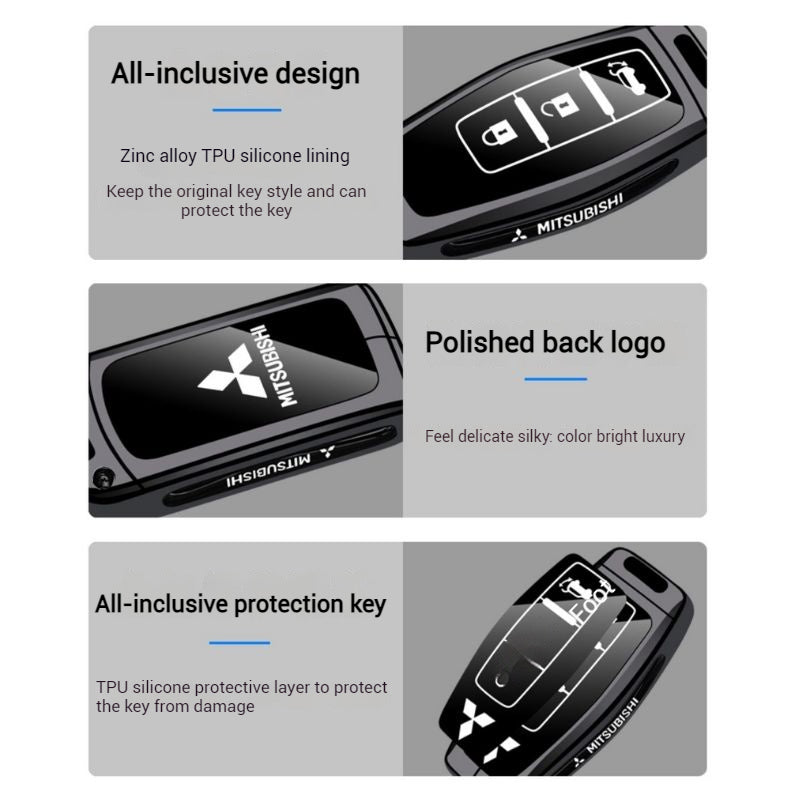 Chargez l&#39;image dans la visionneuse de la galerie, Mitsubishi Zinc Alloy + TPU Car Key Fob Case Cover For Outlander, ASX, Eclipse Cross, L200, Pajero, Triton, Lancer EX
