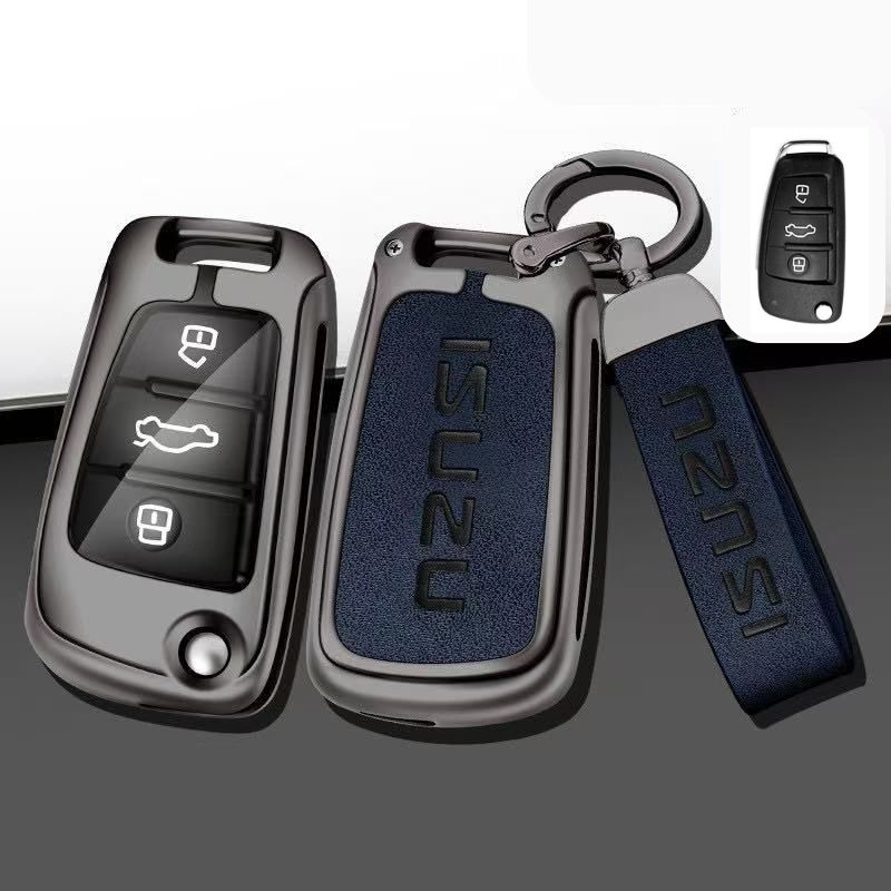 Chargez l&#39;image dans la visionneuse de la galerie, Isuzu Alloy + PU Leather Protection Car Key Fob Case Cover For D-MAX, MU-X, MUX
