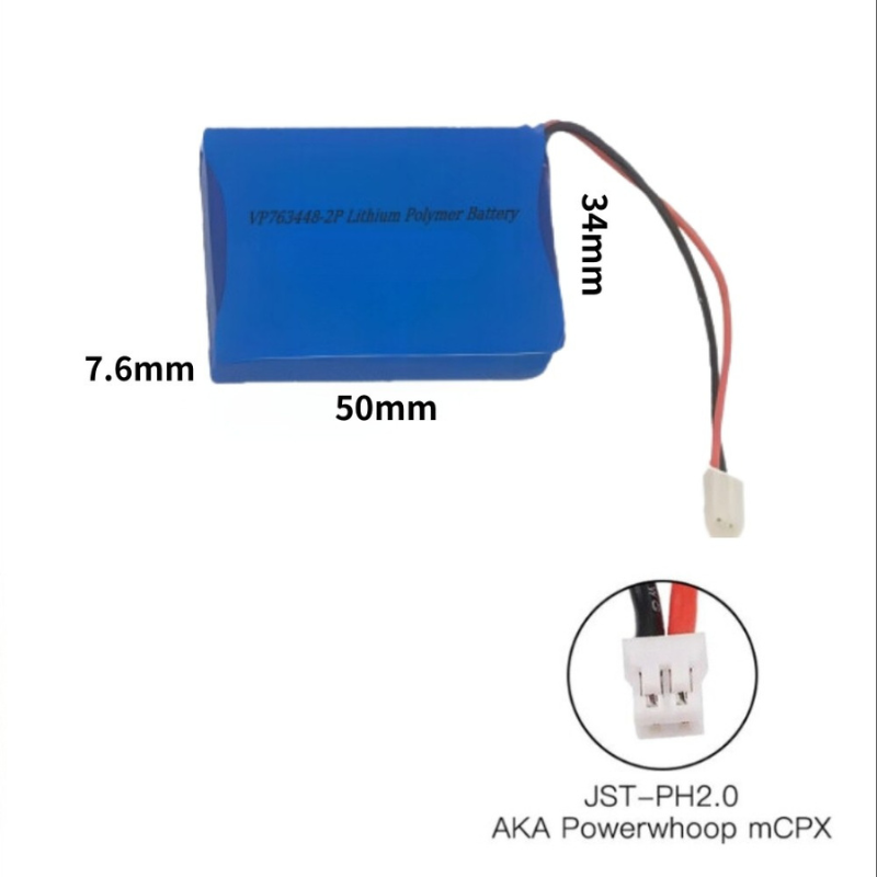 Cargue la imagen en el visor de la galería, [PH2.0-JST Connector][763448] Universal 1300mAh 3.7V Rechargeable Li-Ion Lithium Polymer Battery
