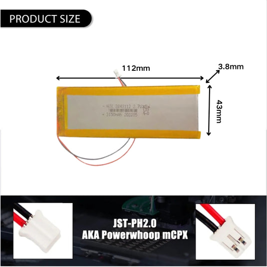 [PH2.0-JST Connector][3843112] Universal 3150mAh 3.7V Rechargeable Li-Ion Lithium Polymer Battery - Polar Tech Australia