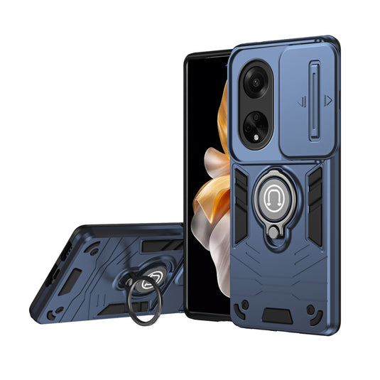 OPPO A78 4G (CPH2565) - Heavy Duty Ring Holder Case with Shockproof & Camera Guard Design - Polar Tech Australia