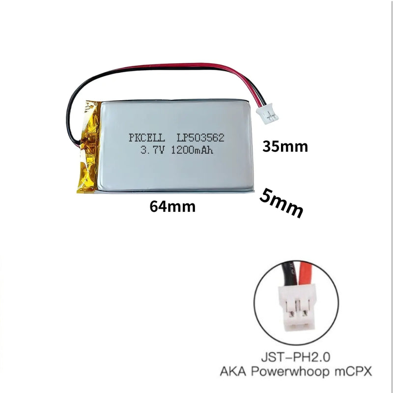 Cargue la imagen en el visor de la galería, [PH2.0-JST Connector][503562] Universal 1200mAh 3.7V Rechargeable Li-Ion Lithium Polymer Battery - Polar Tech Australia
