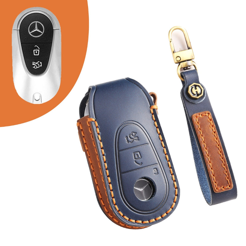 Chargez l&#39;image dans la visionneuse de la galerie, Mercedes Benz Handcrafted Genuine Leather Car Key Fob Protective Case Cover For Benz S-Class - Polar Tech Australia
