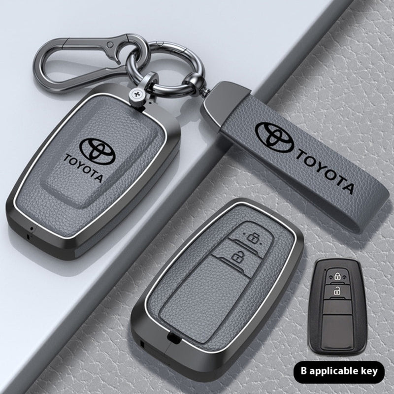 Load image into Gallery viewer, Toyota Zinc Alloy with Genuine Leather Full-Coverage Car Key Fob Protective Case Cover For RAV4, Camry, C-HR, Corolla, Prado, Prius - Polar Tech Australia
