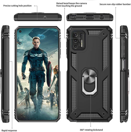 [Magnetic Ring Kickstand] Motorola Moto G Stylus 2021 - Shield Shockproof Rugged Heavy Duty Case - Polar Tech Australia