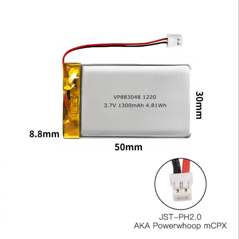 Load image into Gallery viewer, [PH2.0-JST Connector][883048] Universal 1300mAh 3.7V Rechargeable Li-Ion Lithium Polymer Battery - Polar Tech Australia

