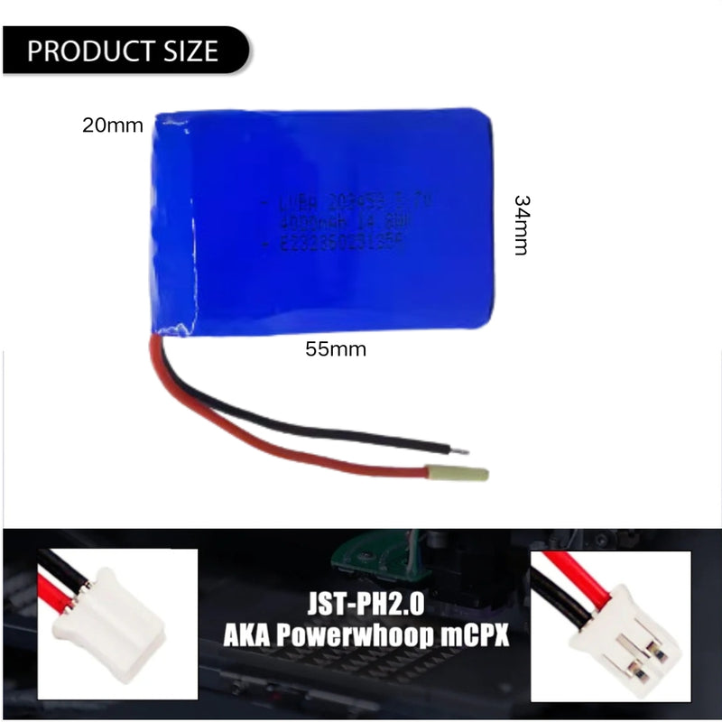 Load image into Gallery viewer, [PH2.0-JST Connector][203453] Universal 4000mAh 3.7V Rechargeable Li-Ion Lithium Polymer Battery - Polar Tech Australia
