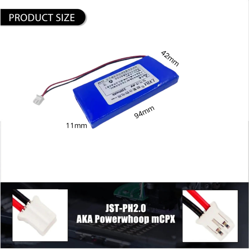 Cargue la imagen en el visor de la galería, [PH2.0-JST Connector][114292] Universal 2200mAh 7.4V Rechargeable Li-Ion Lithium Polymer Battery - Polar Tech Australia
