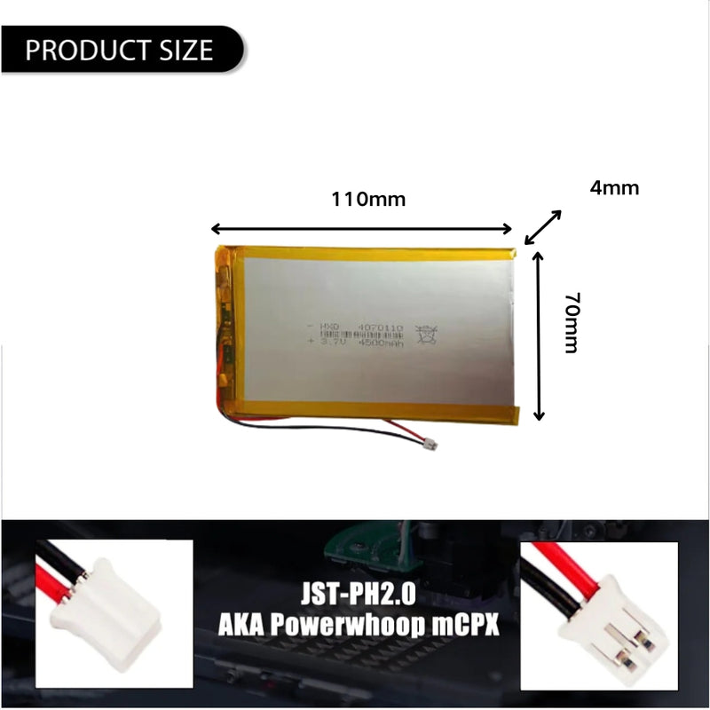 Load image into Gallery viewer, [PH2.0-JST Connector][4070110] Universal 4500mAh 3.7V Rechargeable Li-Ion Lithium Polymer Battery - Polar Tech Australia

