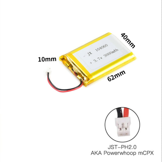 [PH2.0-JST Connector][104060] Universal 3000mAh3.7V Rechargeable Li-Ion Lithium Polymer Battery - Polar Tech Australia