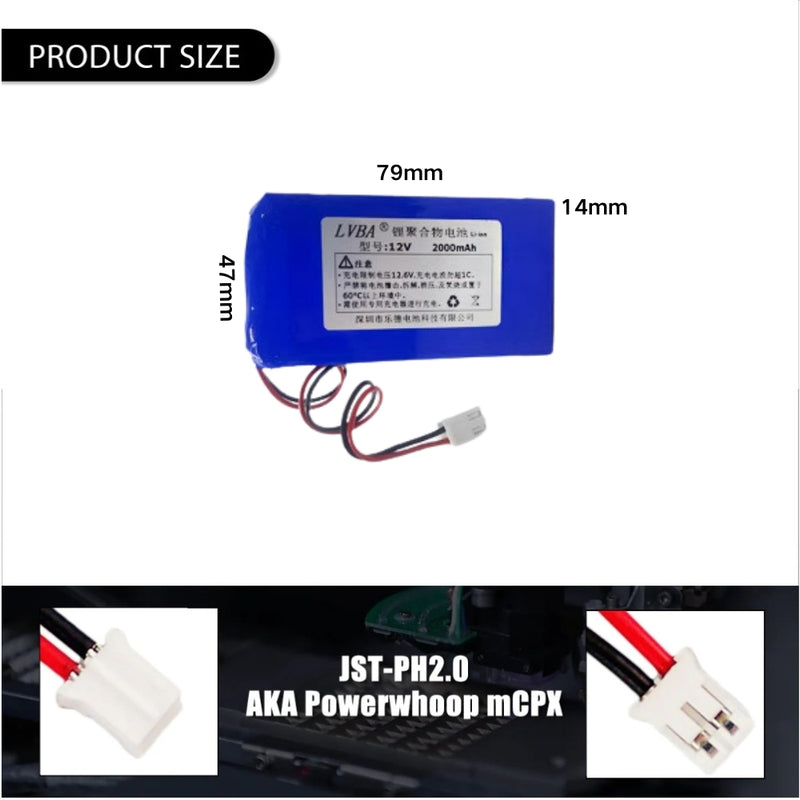 Load image into Gallery viewer, [PH2.0-JST Connector][144777] Universal 2000mAh 12V Rechargeable Li-Ion Lithium Polymer Battery - Polar Tech Australia
