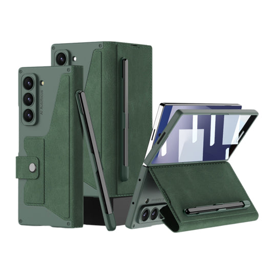 Samsung Galaxy Z Fold7 5G - GKK Integrated Armor Flip Leather Case with Pen Slot, Stylus Not Included
