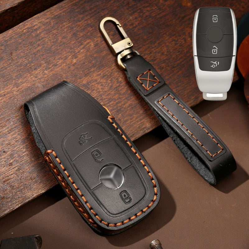 Load image into Gallery viewer, Mercedes Benz Handcrafted Genuine Leather Car Key Fob Protective Cover Case For Benz E-Class - Polar Tech Australia

