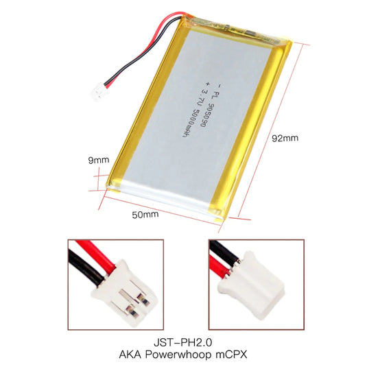 [PH2.0-JST Connector][905090] Universal 5000mAh 3.7V Rechargeable Li-Ion Lithium Polymer Battery - Polar Tech Australia
