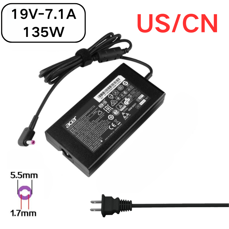 Chargez l&#39;image dans la visionneuse de la galerie, [19V-7.1A/135W][5.5x1.7] Acer Nitro 5 AN515-51 N19C5 &amp; Aspire VN7-591 AC Power Supply Adapter Charger - Polar Tech Australia
