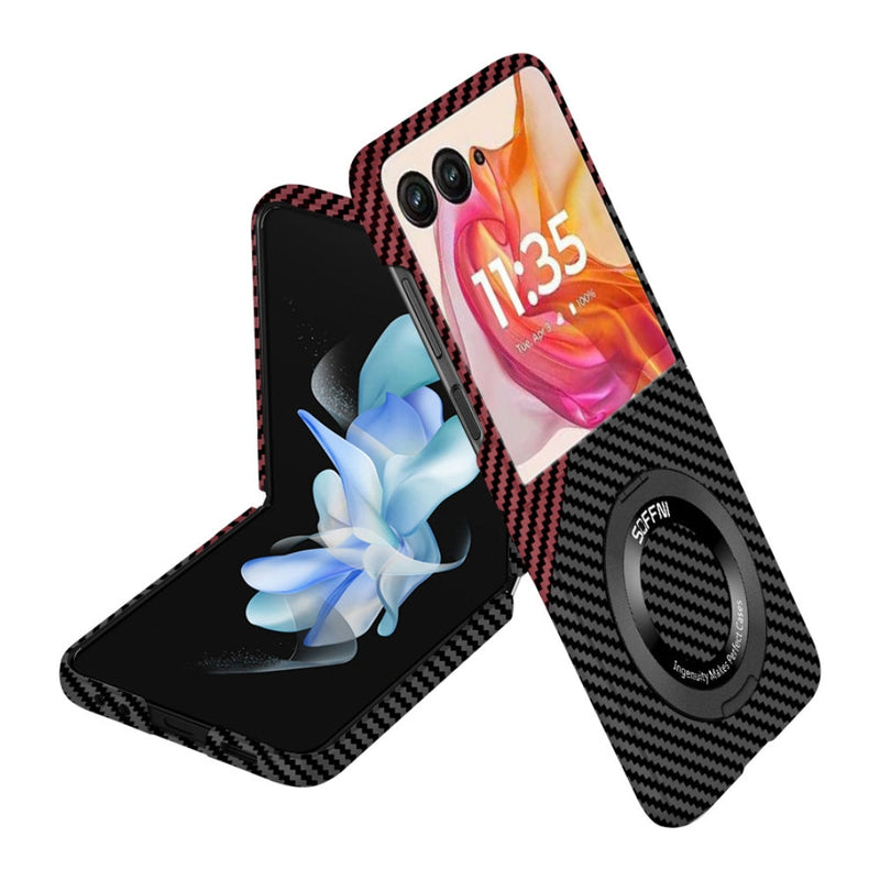 Chargez l&#39;image dans la visionneuse de la galerie, [360° Rotating Bracket] Motorola Razr 50/Ultra - Carbon Fiber Style MagSafe Magnetic Shockproof Protective Case - Polar Tech Australia
