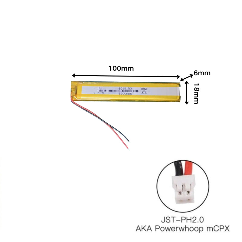 Cargue la imagen en el visor de la galería, [PH2.0-JST Connector][6018100] Universal 1200mAh 3.7V Rechargeable Li-Ion Lithium Polymer Battery - Polar Tech Australia
