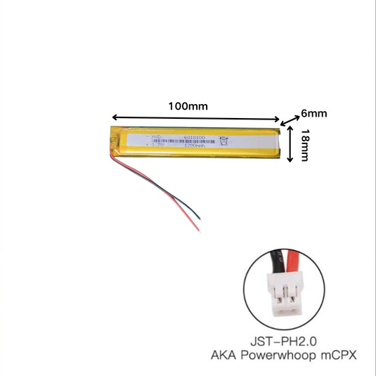 [PH2.0-JST Connector][6018100] Universal 1200mAh 3.7V Rechargeable Li-Ion Lithium Polymer Battery - Polar Tech Australia