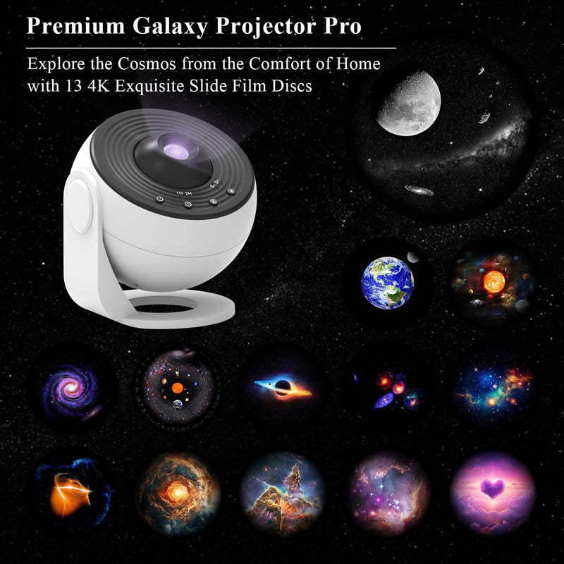 Cargue la imagen en el visor de la galería, Planetarium Projector Pro, Galaxy Projector Pro for Bedroom, Bluetooth Speaker | 13 HD 4K Film Sheets, Nebula Sky Light Projector For Kids Adults Desktop
