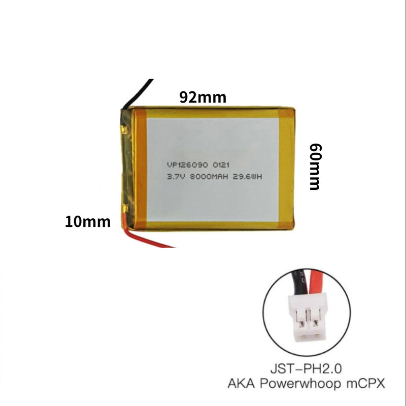 Load image into Gallery viewer, [PH2.0-JST Connector][126090] Universal 8000mAh 3.7V Rechargeable Li-Ion Lithium Polymer Battery - Polar Tech Australia
