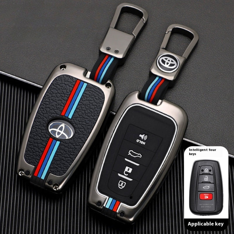 Load image into Gallery viewer, Toyota Metal Shell &amp; Soft Silicone Full Protection Car Key Fob Case Cover For Camry RAV4 Highlander Avalon C-HR Prius Corolla
