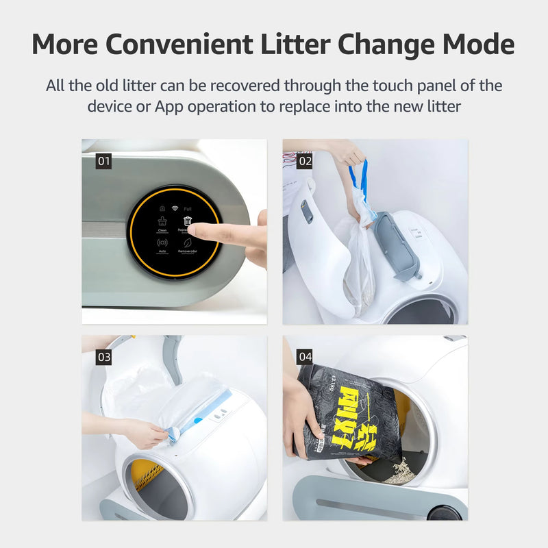 Cargue la imagen en el visor de la galería, [TUYA Smart] Smart Automatic Cat Toilet 65L Large Capacity Self-Cleaning Litter Box APP Control - Polar Tech Australia
