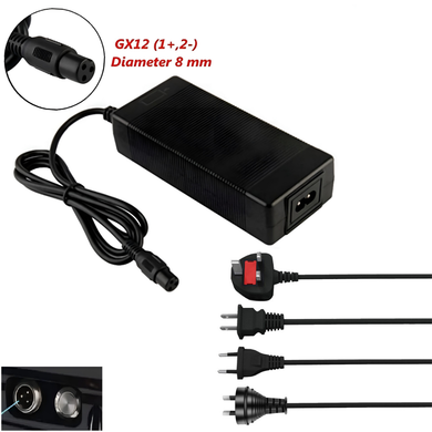 [48V-54.6V/3A][GX12 Plug] Universal For 48V 13S Li-Ion Lithium Battery Pack Electric Scooter EBike AC Power Adapter Charger